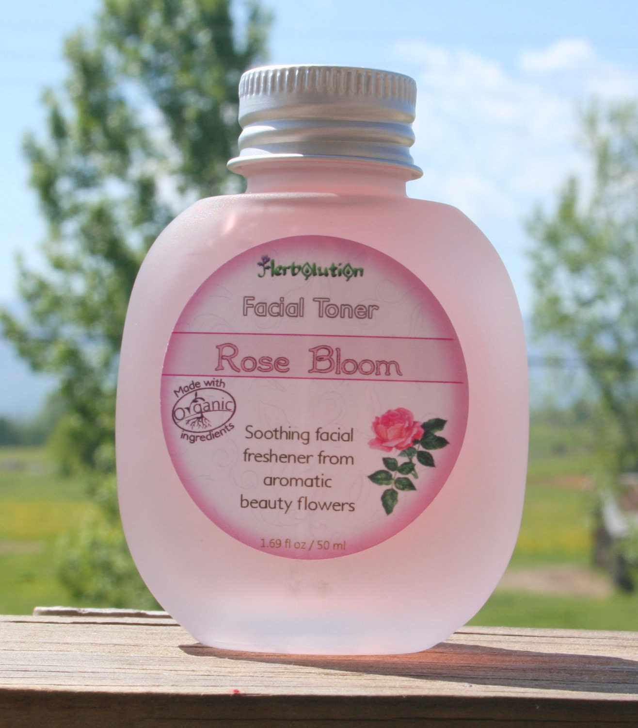 Organic Facial Toner - Rose Bloom - Natural Flower Water as Natural Toner for all skin types - Vegan 50 ml