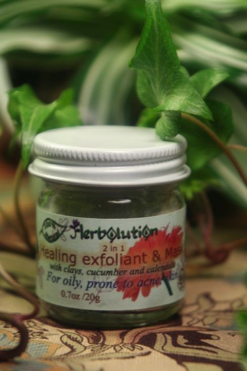 Healing Herbal Exfoliant 2 in 1 mask natural facial polish scrub