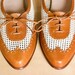 Size 8.5 oxfords. Vintage Van Eli perforated leather shoes. Wingtip toes. Made in Italy.