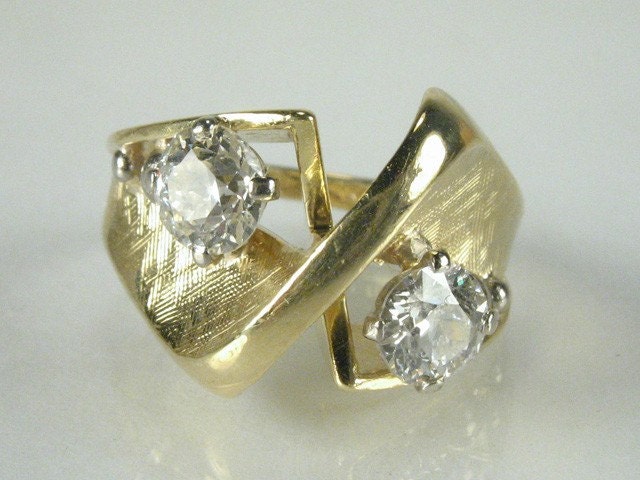 Vintage Old European Cut Diamond and 18K Gold Cocktail Ring - Petite Size 3 - 0.62 Carat Total Weight