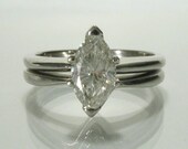 Vintage 1.00 Carat LASER DRILLED/ENHANCED Marquise Cut Wedding Set
