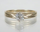 FREE SHIPPING - Old European Cut Diamond Engagement Ring - 0.30 Carats