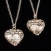 Matching hearts broken china jewelry plate pendants set of two black white floral toile