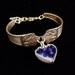 Antique Silver Spoon Bracelet with broken china jewelry Flow Blue thistle heart charm