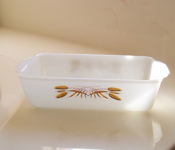vintage Fire King wheat pattern loaf pan by vintagebyalexkeller