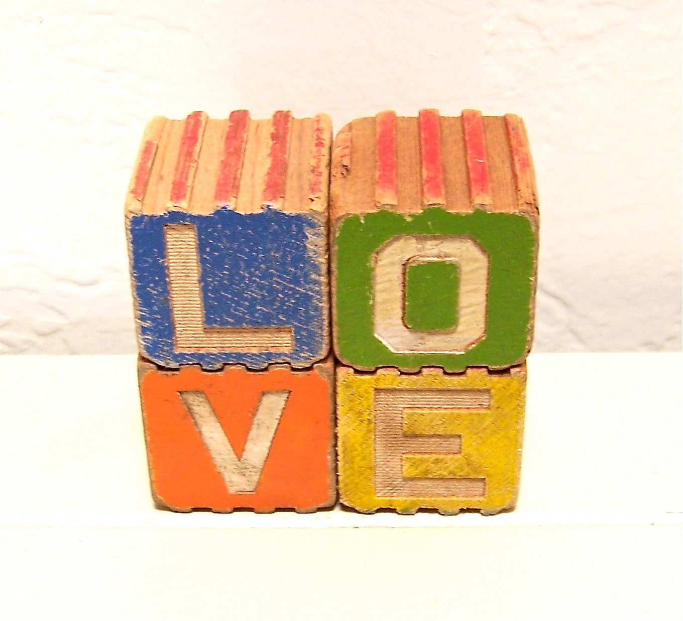 vintage wooden letter blocks - love