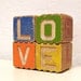 vintage wooden letter blocks - love