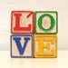 love - vintage wooden letter blocks - love