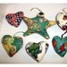 Set/6 Fabric Heart/Star Ornaments/FREE SHIPPING