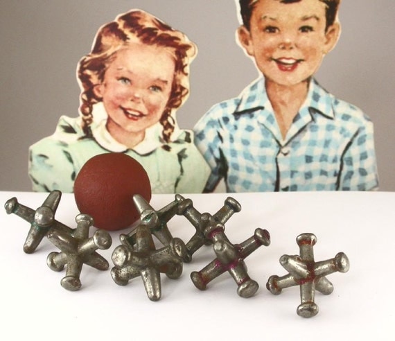 Antique Jacks. Set of 7 thick steel jacks and a by derbyhouse