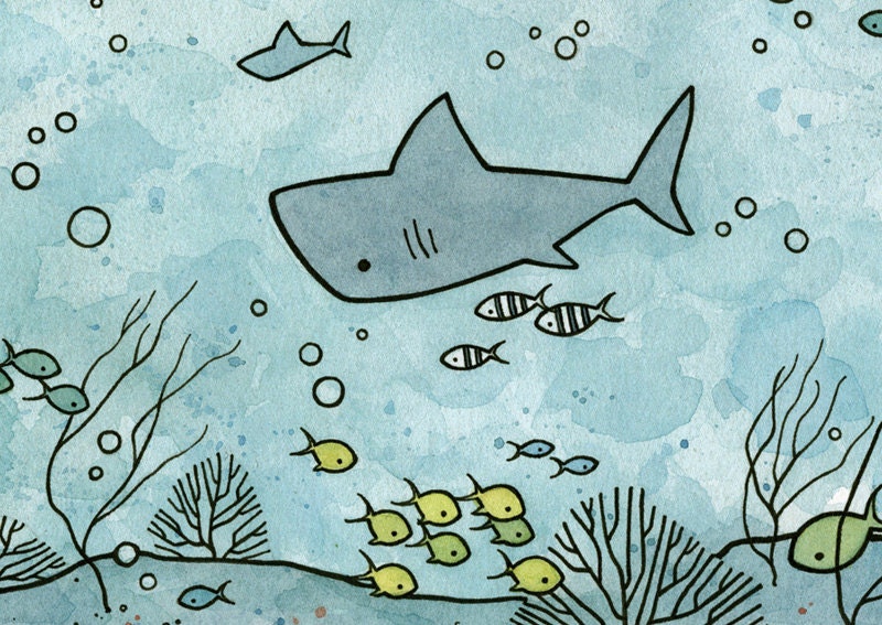Shark Illustration 5x7 Art Print