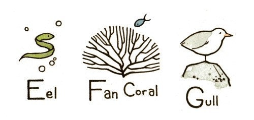 Illustrated Alphabet - Ocean Theme 11x14
