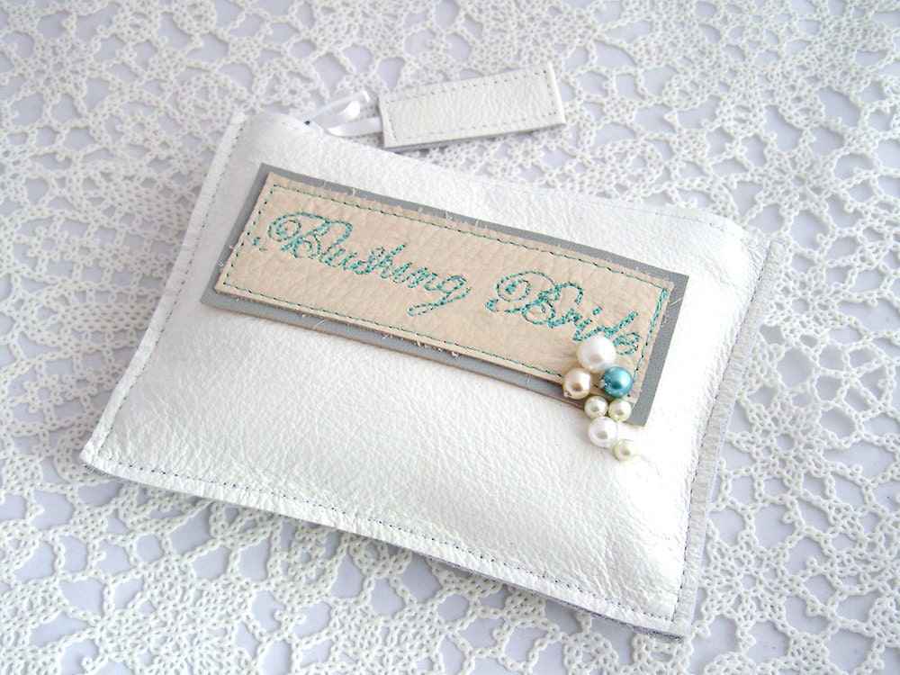 Custom Made White Leather wedding bridal purse embellished with pearls. Bridal Purse. Wedding Accessory