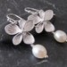 Flower and pearl earrings in white gold (EW290), wedding, bridal, bridesmaid