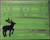 Art Print Winter Reindeer 8x10 Green, Fine Art, Modern by SunnyDaysStudio on Etsy