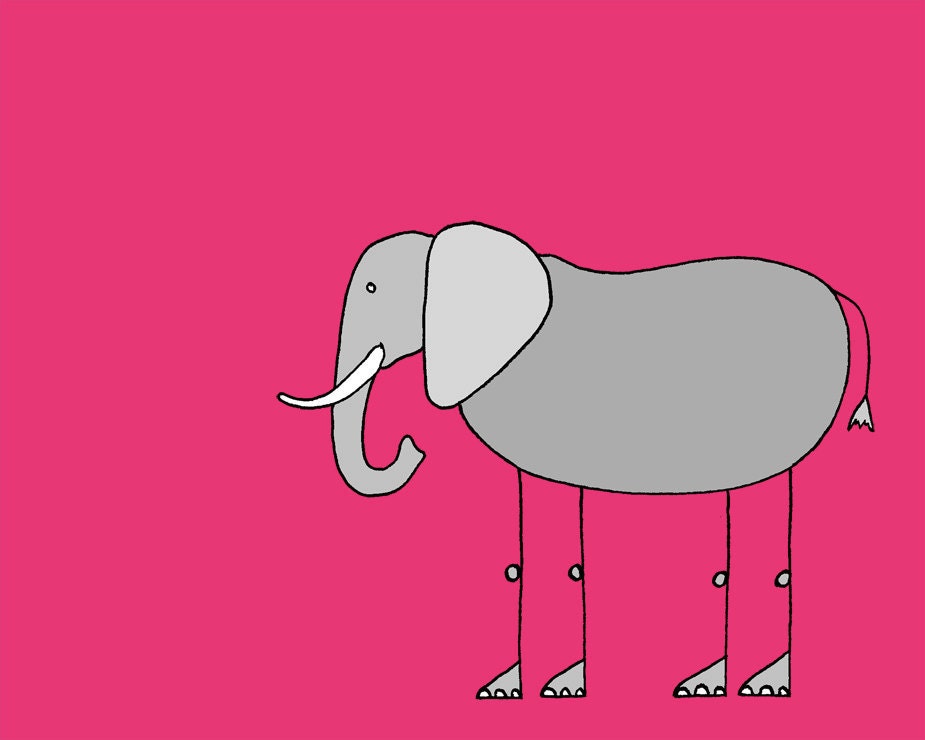 Knobby Knee Elephant ( 11x14 Children's Art Print )