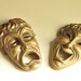 Vintage Golden Comedy and Tragedy Masks Ceramic Wall Hangings