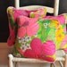 Vintage Set of 3 Floral Pillows Neon Psychedelia Pink Garden Delight