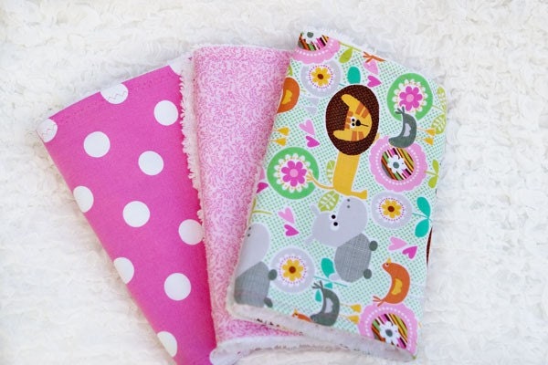 Lions, Hippos, & Birds Oh My - Burp cloth trio