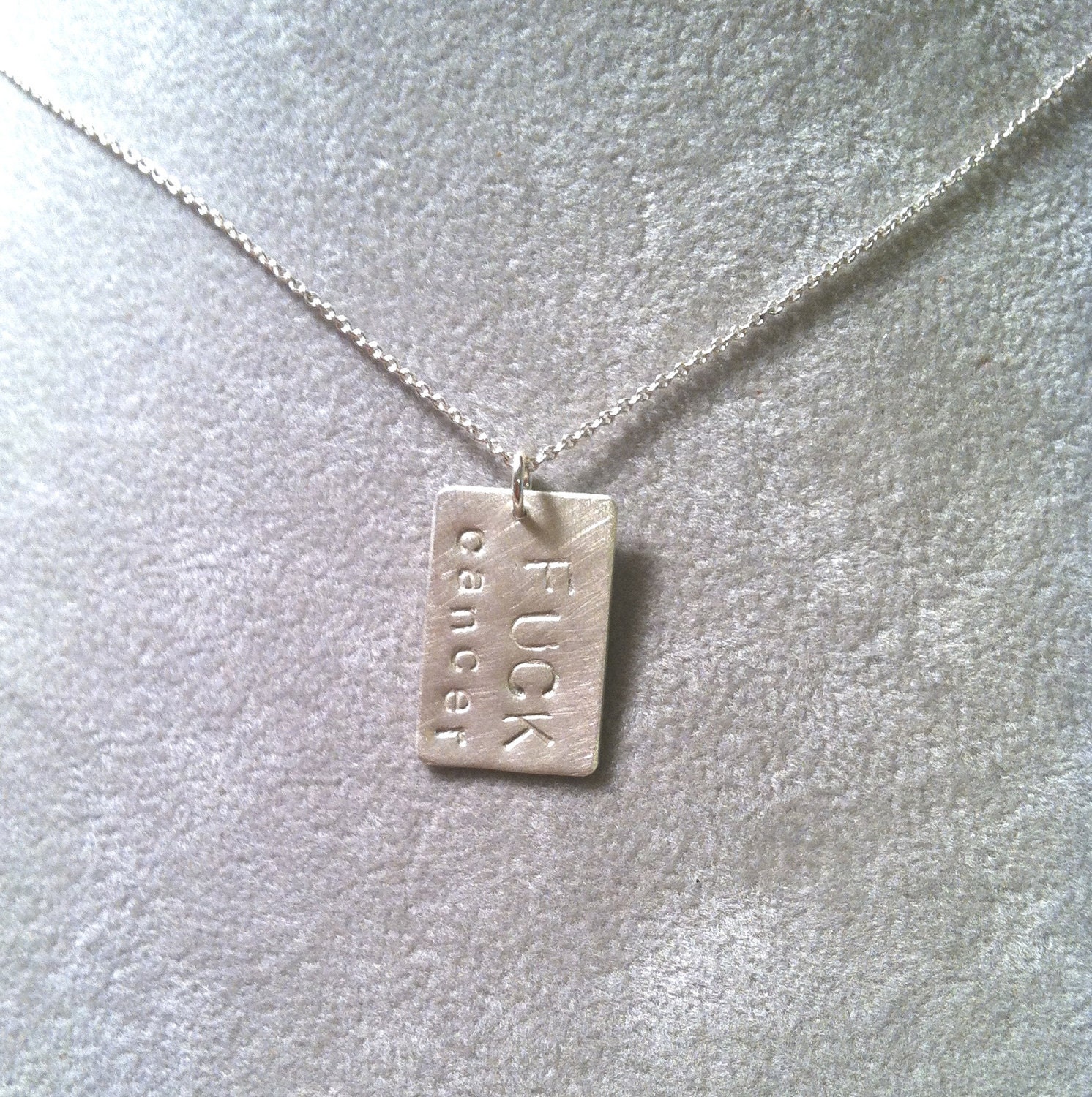 F Cancer -- small rectangular pendant