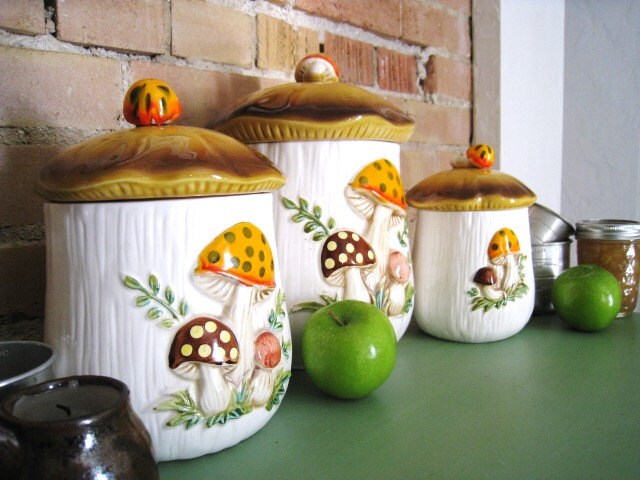 Ceramic Mushroom Kitchen Canister Set Kitchen Decor