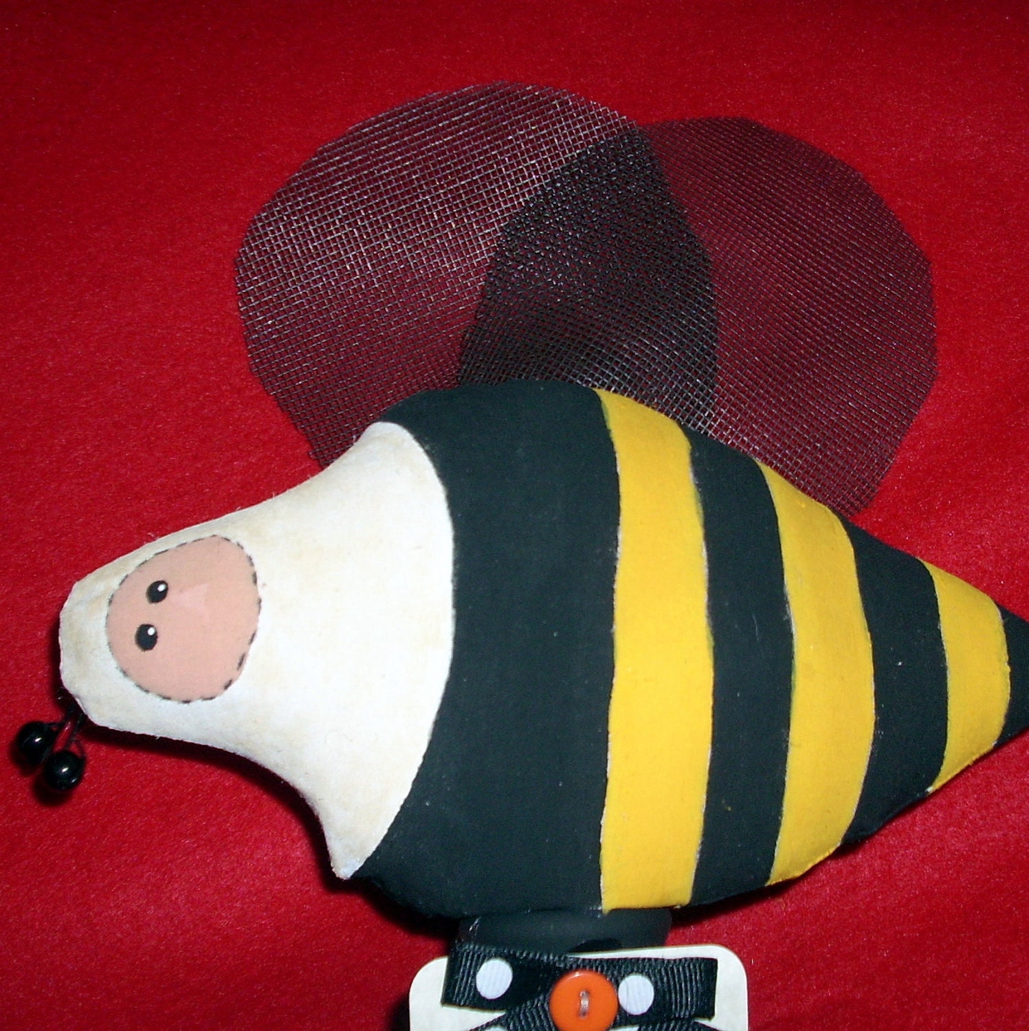 Bumble Bee Art Doll Handmade Home Decor Cottage Chic Garden Style Folk Art Spring time Easter