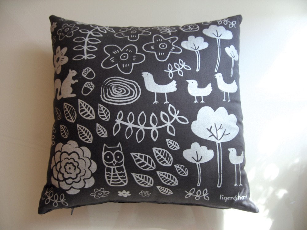Pearly Forest on Charcoal Grey Cushion Cover