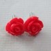 Red Resin Rose Cabochons 10mm Earrings