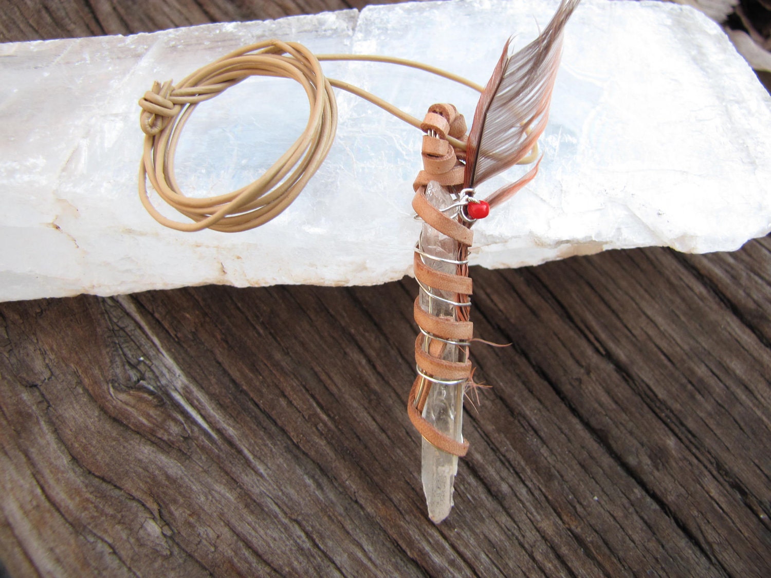 Quartz Crystal Diamantina Pendant Brazilian / Laser Wand Double Terminated /Quartz Reiki  Crystal Pendulum Crystal