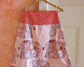 PINK ELEPHANT ALine Skirt - adult Size Small S - pink indian elephant print