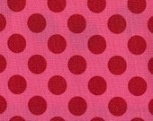 Pink Ta Dot Half inch Dot Red on Pink Michael Miller Fabric 1 Yard