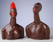 Vintage African  Man and Woman busts SALE