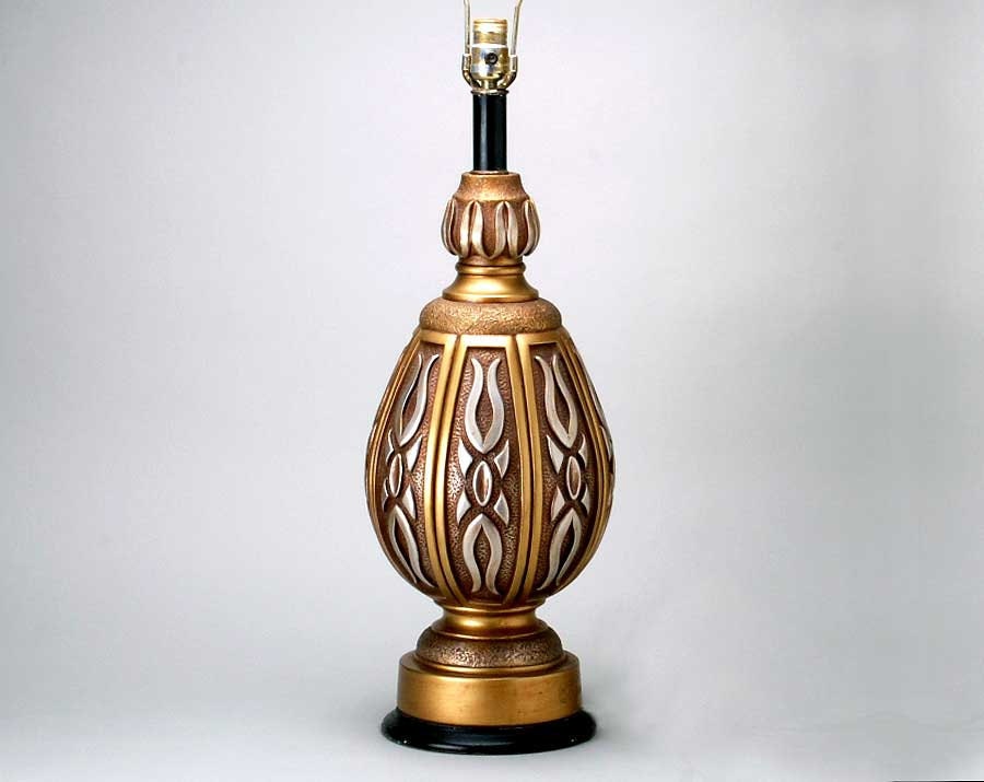 Vintage Midcentury signed Gold and Silver Table lamp