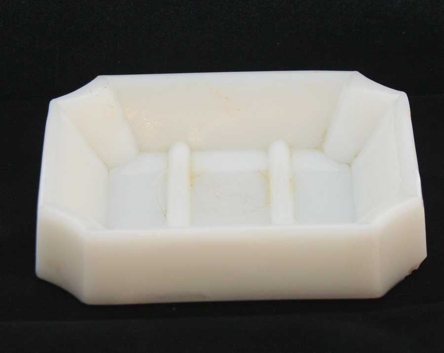 Vintage DECO milk glass soap dish