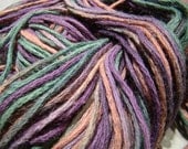 Hand Dyed Yarn, Alpaca and Pima Cotton, Worsted Weight - Grapes and Roses - OOAK