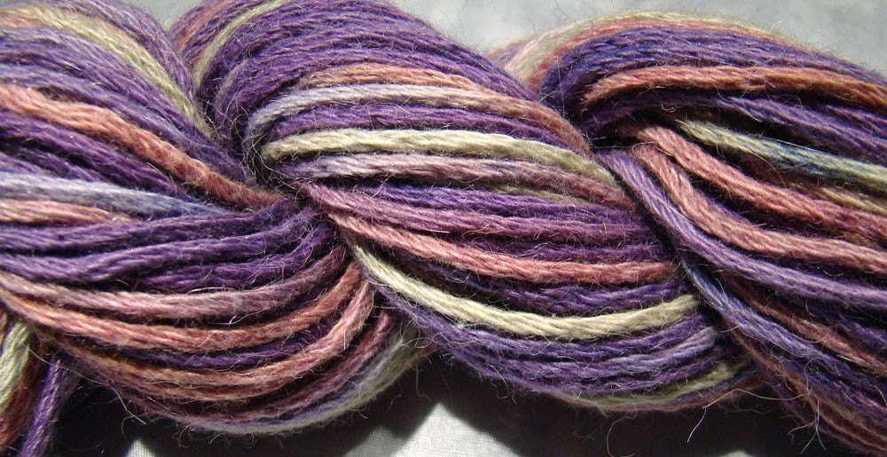 Hand Dyed Yarn, Alpaca and Pima Cotton, Worsted Weight - Cone Flowers - OOAK