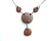 Natural stone jewelry - red river rock necklace - Centered Necklace - 397
