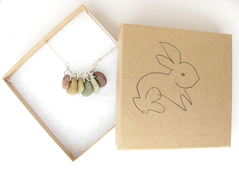 Natural stone jewelry - rainbow necklace - river rocks - Rock Collections, Rainbow