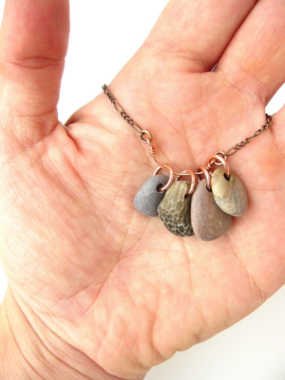 River Rocks Necklace, Gauguin - Natural stone jewelry - natural history necklace