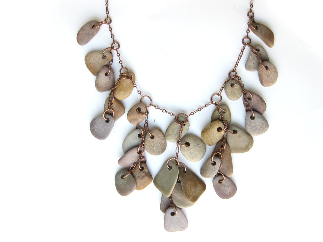Statement Jewelry - River rock bib necklace - Falling Rocks