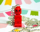 Red Alien Necklace made from Genuine LEGO (r) Microfig