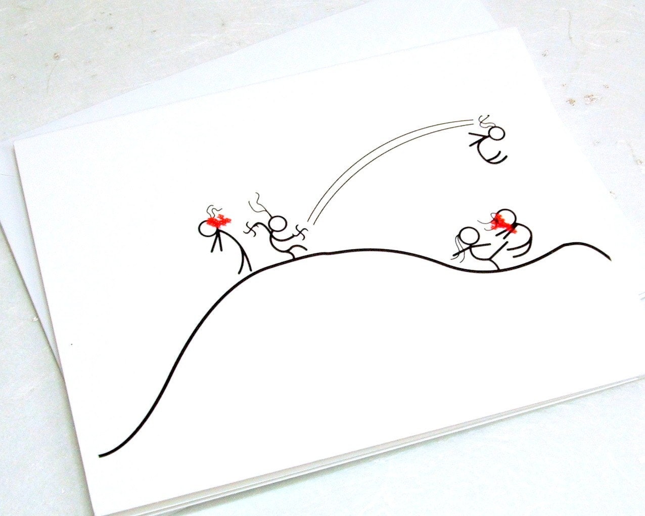Ninja Greeting Cards, Set of 3 Note Cards - Epic Ninja Battle - White Robed Ninjas - The Ninja Force Series