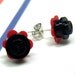 Crazy Daisy Stud Earrings made from LEGO (r) Pieces - Red and Black