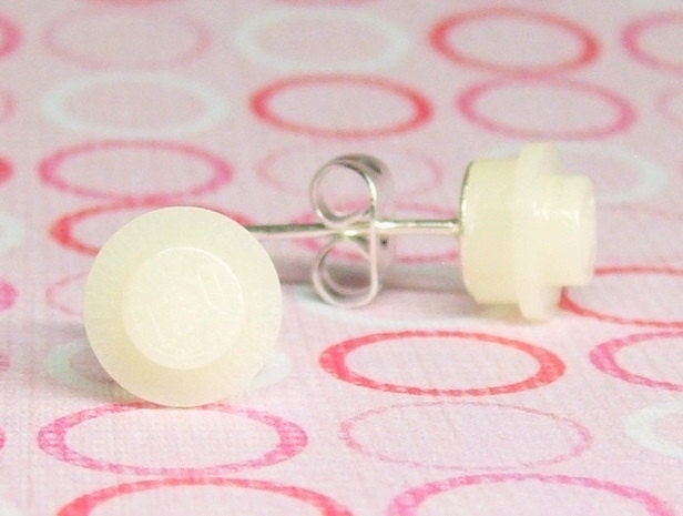 Glow Earrings made from LEGO (r) Pieces, Glow in the Dark