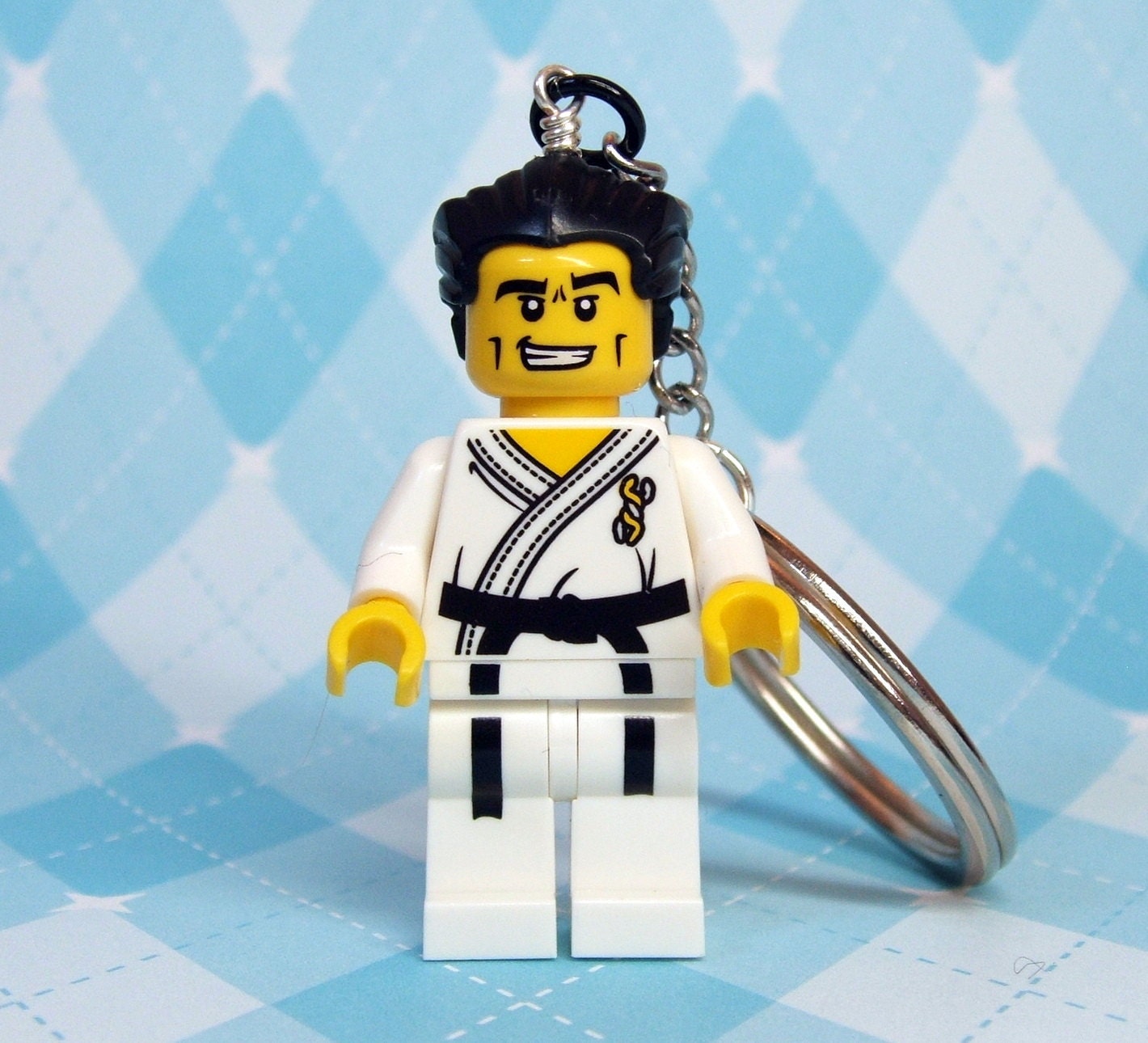 Karate Master Keychain, Zipper Pull, Purse Charm - made from Genuine LEGO (r) Minifig