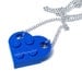 Brilliant Blue Heart Necklace made from LEGO (r) Heart Pieces on a Silver Plated Curb Chain