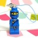 Blue Ninja Cell Phone Charm, Zipper Pull made from LEGO (r) Pieces