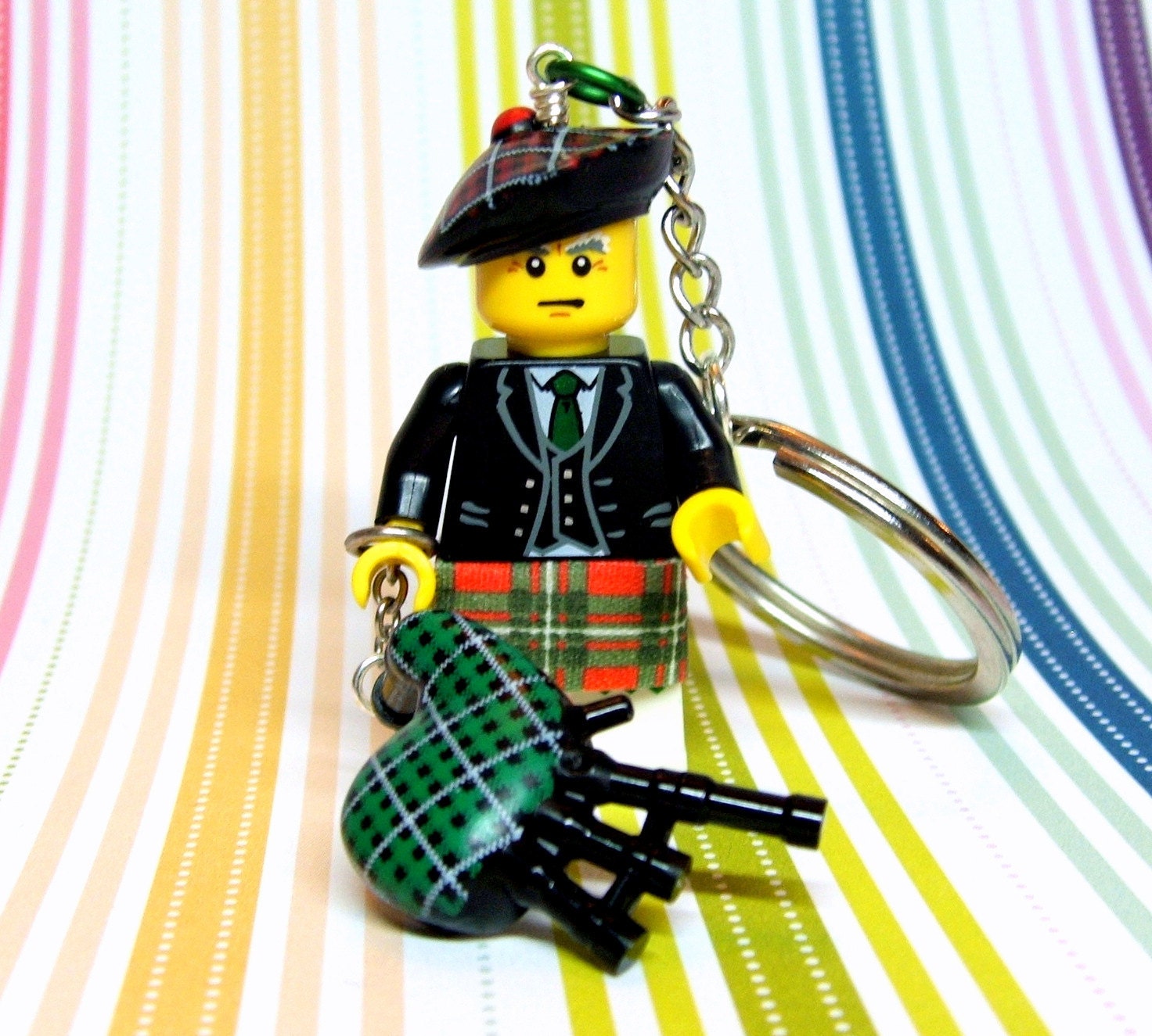 Bagpiper Keychain - made from Series 7 LEGO (r) Minifigure