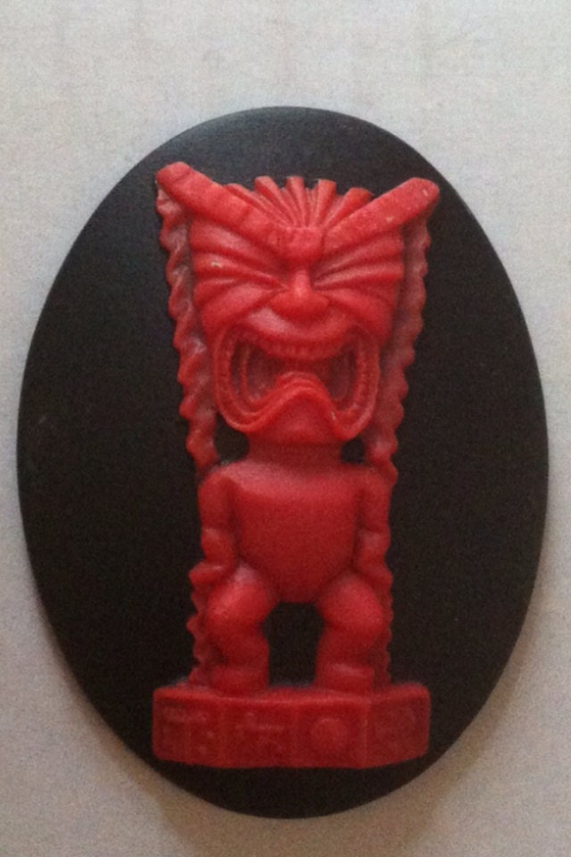 Ku Tiki Cameo 40x30, set of 3. Lava on Black