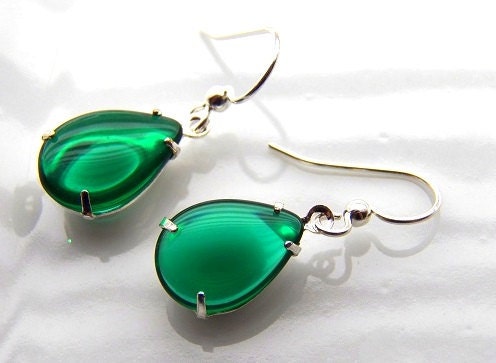Galactic Secret - Earrings - Aqua Blue Green - Petite Vintage Glass Jewels